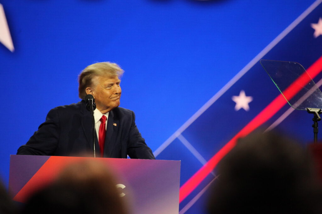 (INT) Donald J. Trump at CPAC Covention “Protecting America Now” in Maryland. March 04, 2023, Maryland, USA: The former President of USA, Donald J. Trump at the CPAC convention “ Protecting America Now” which is taking place at Gaylord National Resort & Convention Center 201 Waterfront St, National Harbor, Maryland with politic figures like US President Donald J Trump and Former Brazilian 38th President Jair Bolsonaro who are speaking in the last day (04) of CPAC among other political figures like Eduardo Bolsonaro, Brazilian Member of the Chamber of Duties,
Lee Zeldin, Fmr. Congressman (NY-1), K.T. McFarland, Fmr. Deputy National Security Advisor of the United States and CPAC Board Member, Joe Mitchell, Run GenZ Founder, James O'Keefe, Guerrilla Journalist, Mark Levin, Host of the Mark Levin Show, Stephen Miller, America First Legal, Charlie Gerow, CPAC First Vice Chairman, Mike Lindell, CEO of MyPillow. Credit: Niyi Fote/Thenews2